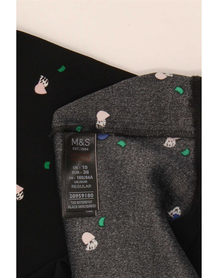 Marks & Spencer Damska sukienka o linii A z abstrakcyjnym wzorem UK 10, mała czarna