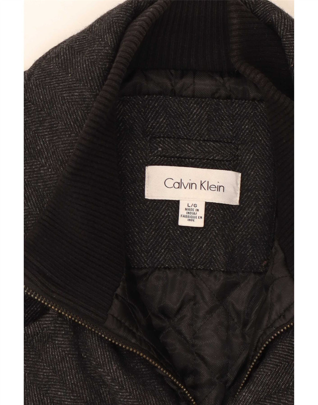 Płaszcz męski Calvin Klein Pea UK 40, duży, szary, wełniany w jodełkę