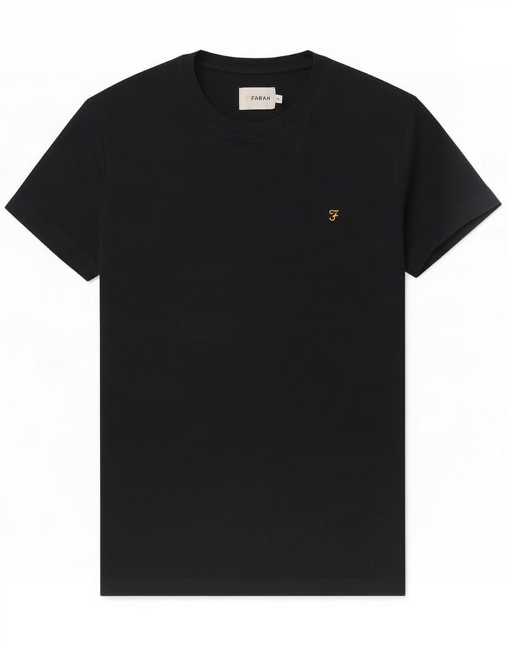Farah Męski T-Shirt Top Średni Granatowy Bawełniany