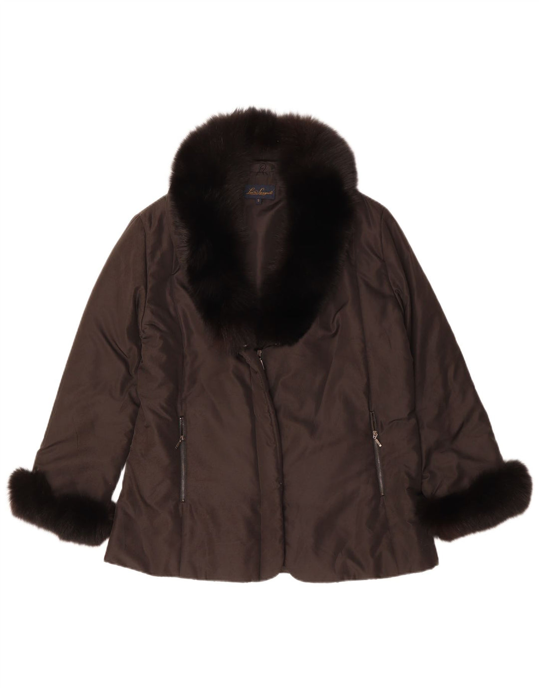 Luisa Spagnoli Damska, oversize'owa ocieplana kurtka UK 10, mała, brązowa, poliester