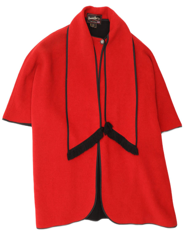 DAVID BARRY Damski płaszcz pelerynowy w jednym rozmiarze, czerwona wełna