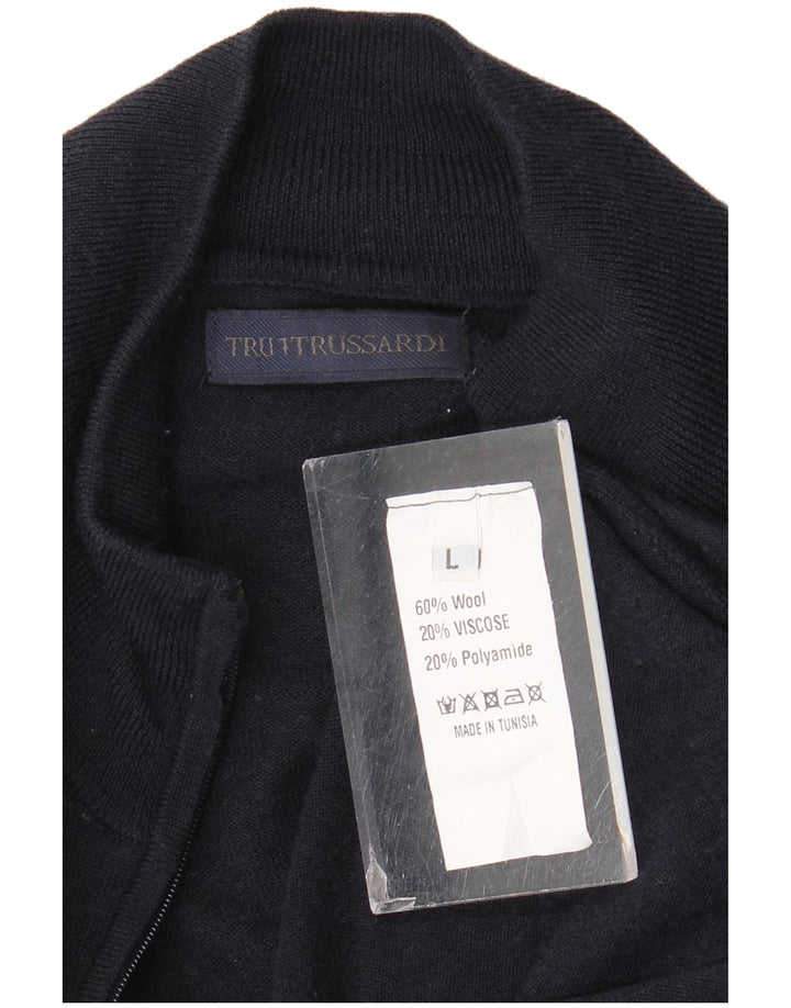 Sweter męski Trussardi, duży, granatowy, wełniany