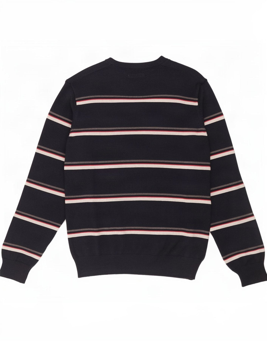 Męski sweter Marks & Spencer Blue Harbor z dekoltem w kształcie litery V, w średnie granatowe paski
