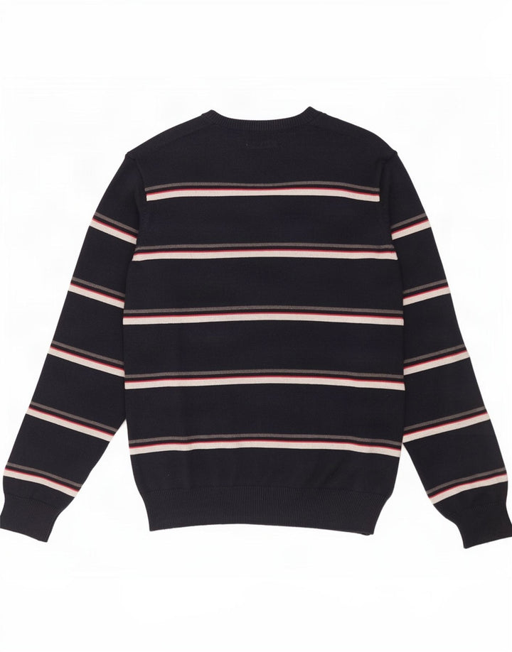 Męski sweter Marks & Spencer Blue Harbor z dekoltem w kształcie litery V, w średnie granatowe paski