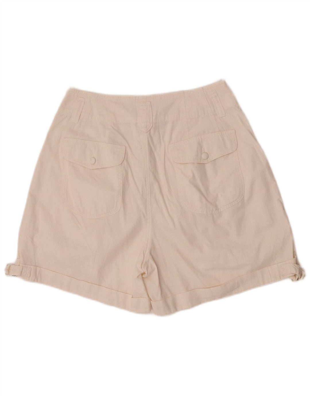 Vintage damskie spodenki chino z wysokim stanem, średnie W28 w kolorze złamanej bieli
