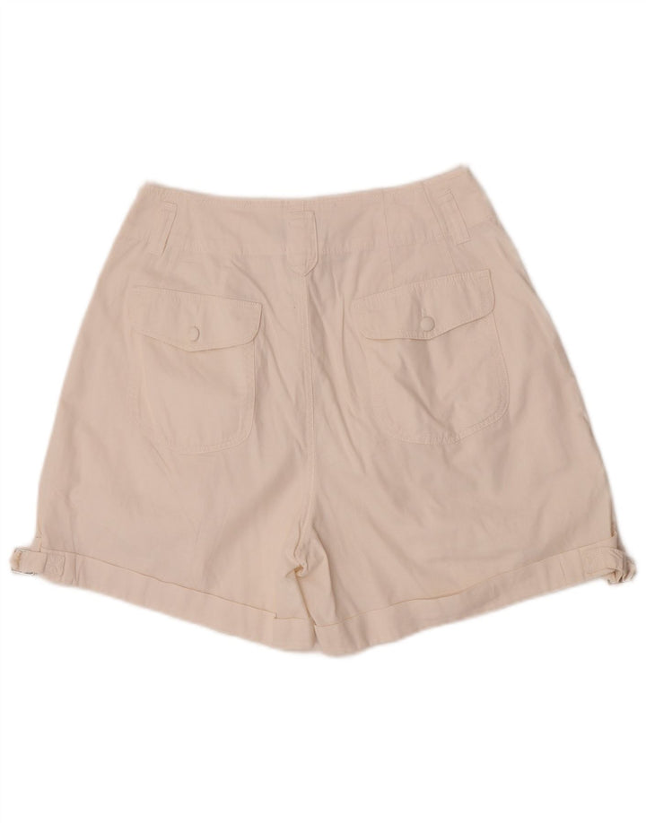 Vintage damskie spodenki chino z wysokim stanem, średnie W28 w kolorze złamanej bieli