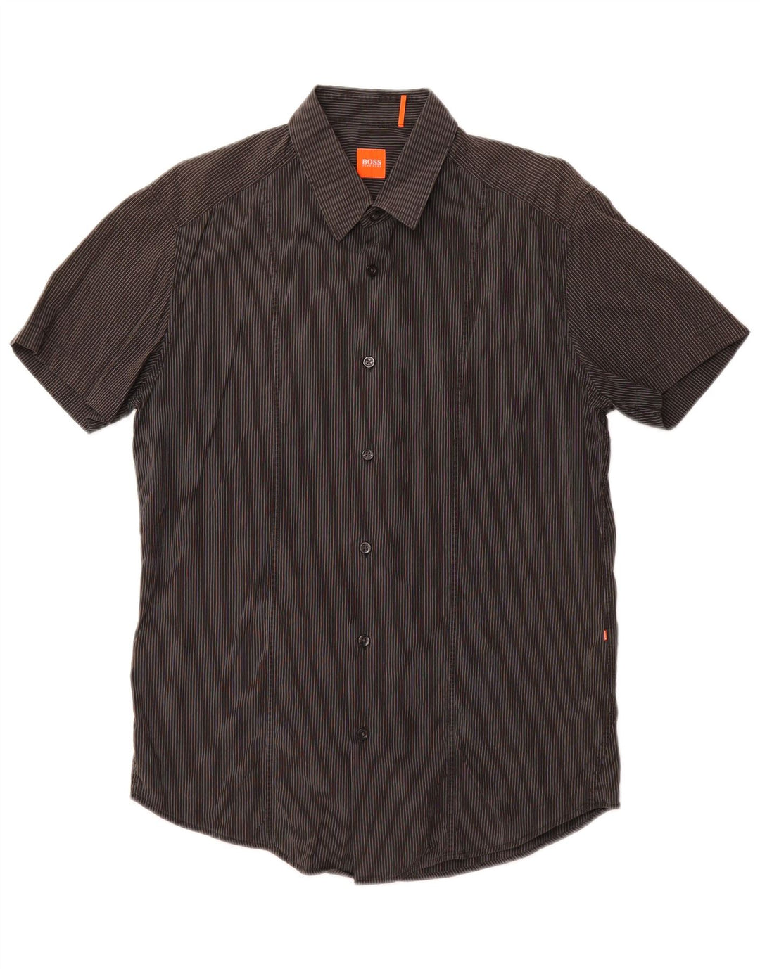 Męska koszula z krótkim rękawem HUGO BOSS, duża, szara, bawełniana w prążki