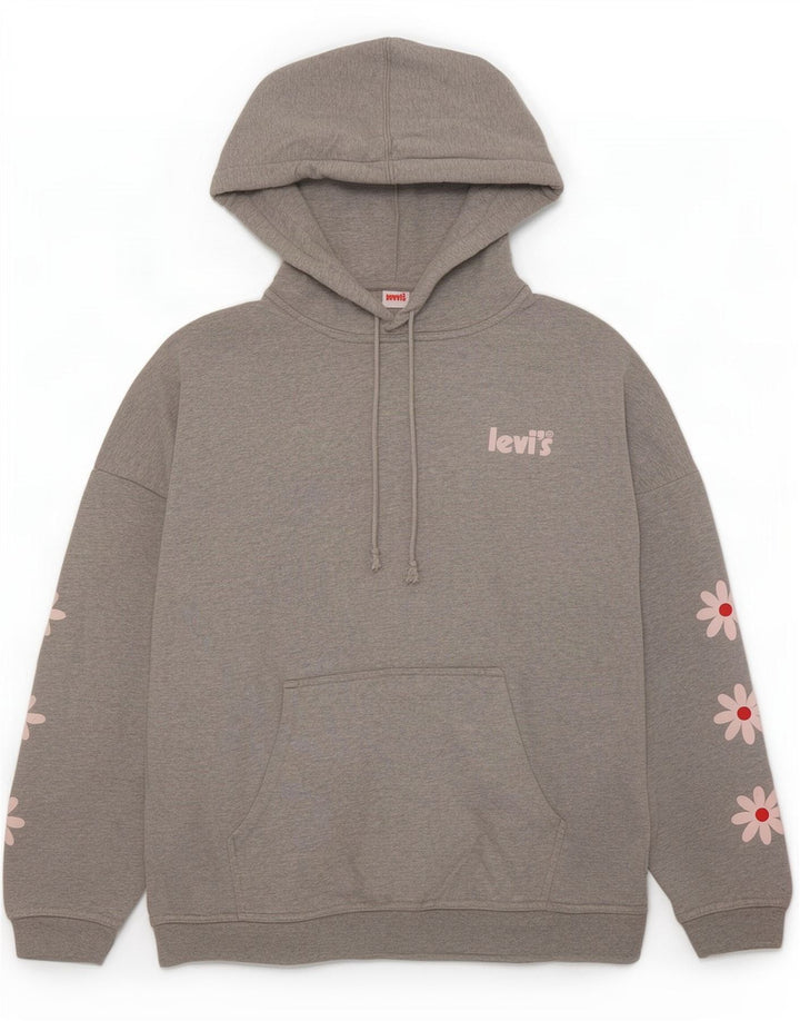 Damski sweter oversize z kapturem Levi's UK 14 Średnioszary, bawełniany w kwiaty