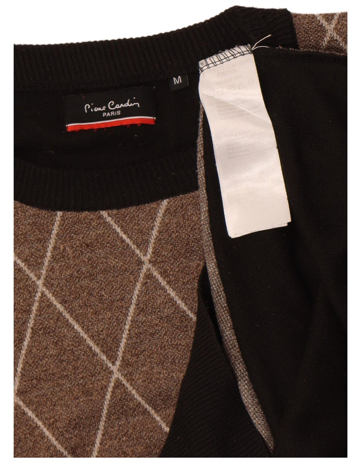 Męski sweter Pierre Cardin z okrągłym dekoltem, średni czarny Argyle/Diament