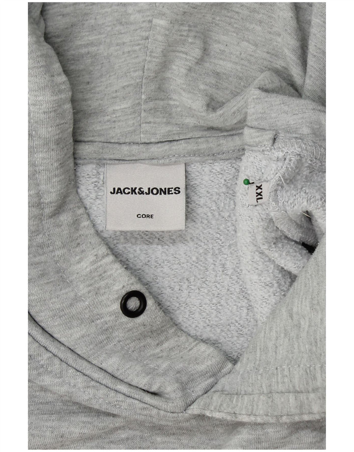 Męski sweter z kapturem i grafiką JACK & JONES 2XL, szary poliester