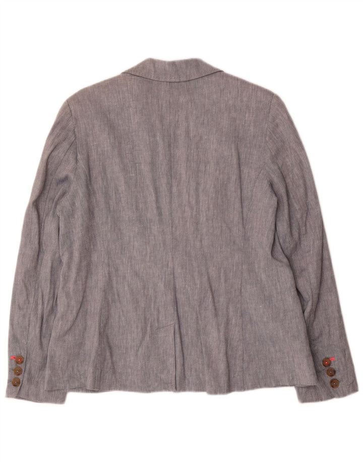 JOULES Womens 1 Button Blazer Jacket UK 16 Large Grey Linen