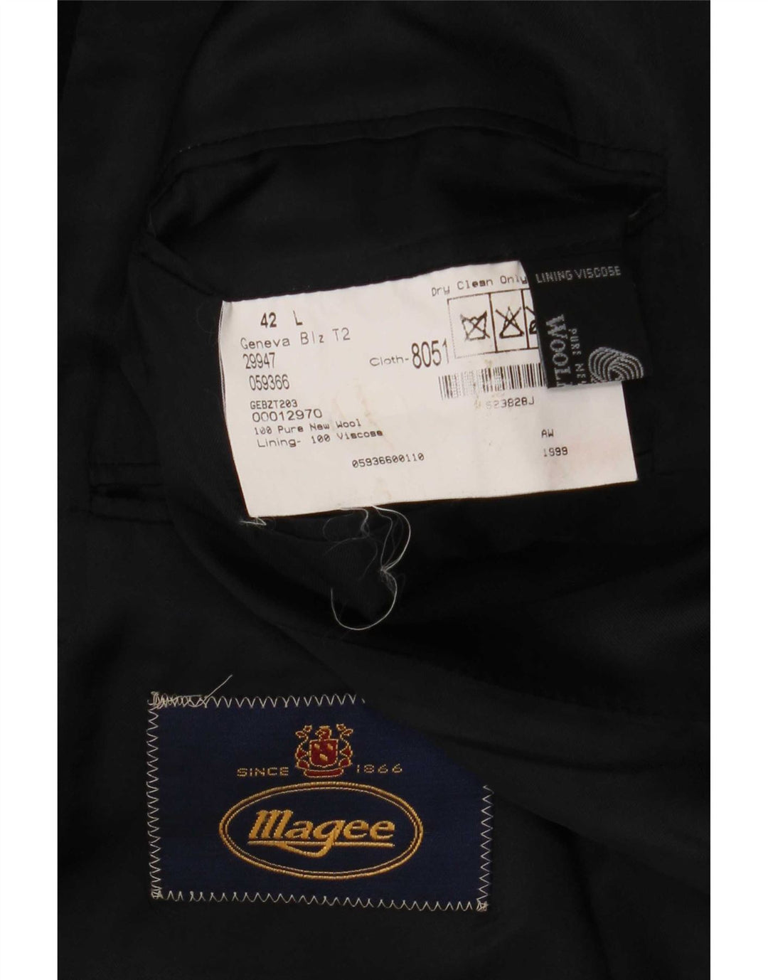 Męska marynarka zapinana na 2 guziki Magee UK 42 XL Granatowa, nowa wełna