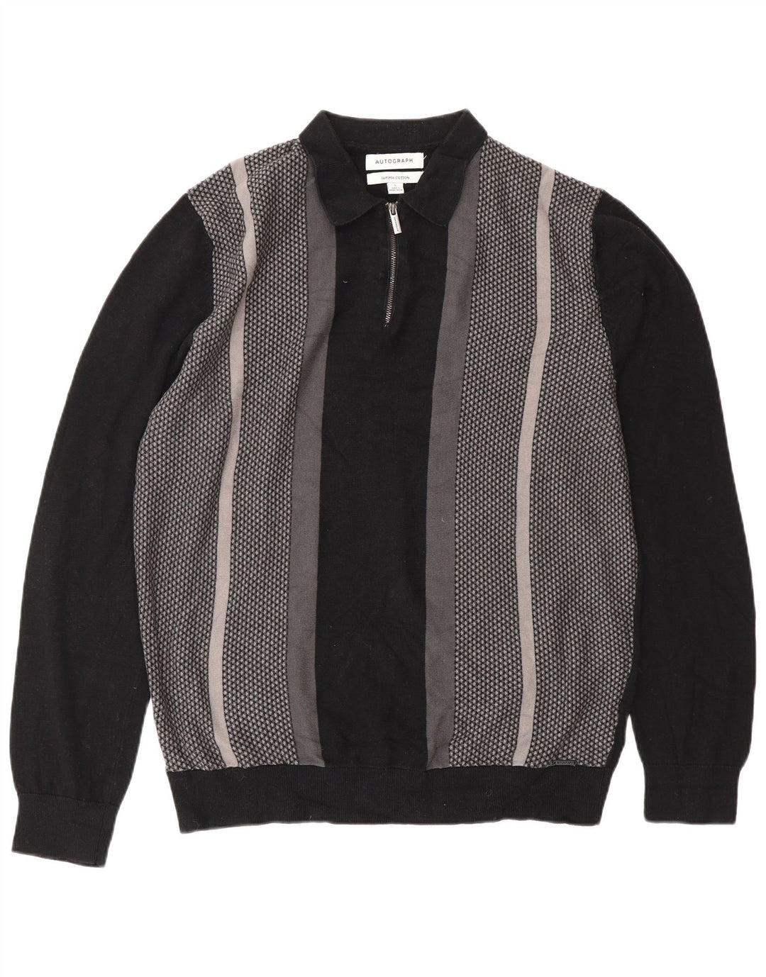 Marks & Spencer Męski sweter polo z autografem, duży, czarny