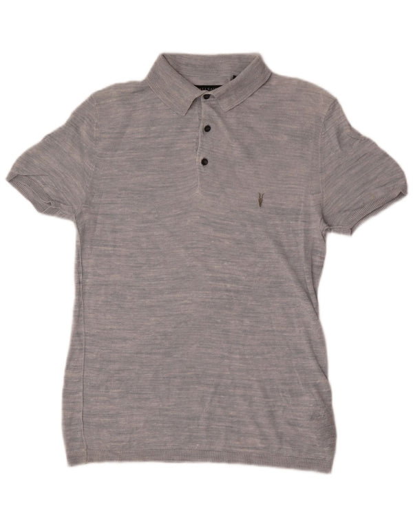 Męski sweter polo z krótkim rękawem ALL SAINTS XS w kolorze niebieskim z plamkami