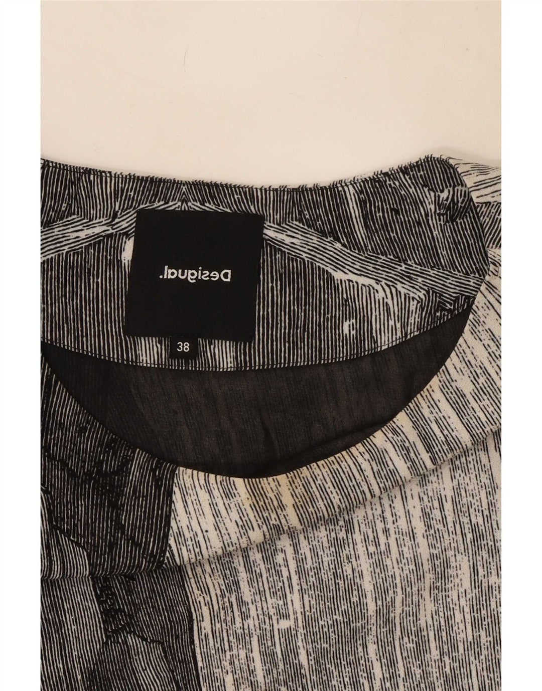 Desigual damska hawajska graficzna sukienka typu shift EU 38 średnio szara geometryczna