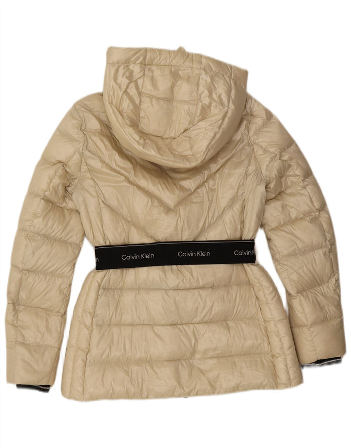 Damska kurtka Calvin Klein Graphic Padded Jacket UK 10, mała w kolorze złamanej bieli