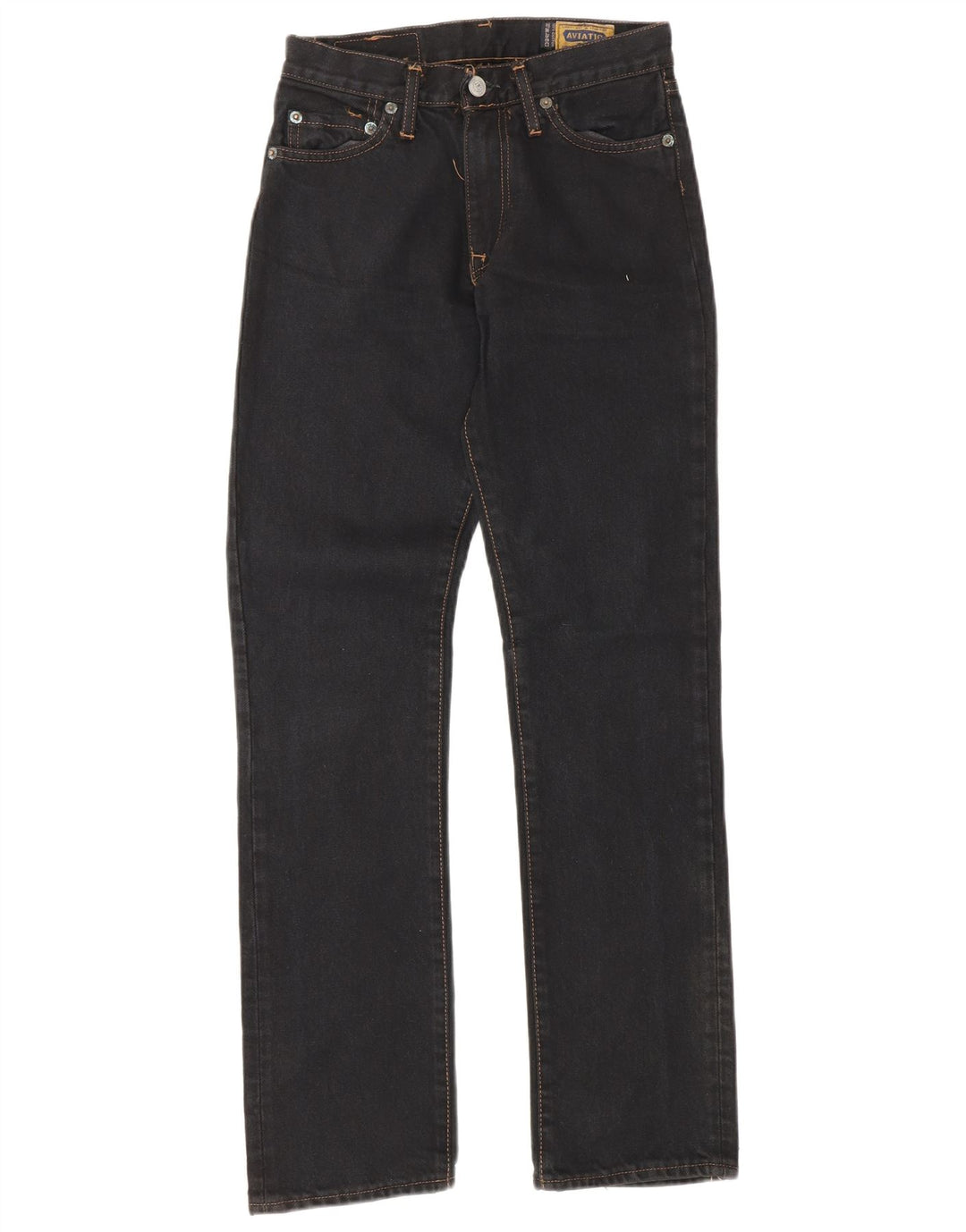 AVIATIC Womens Straight Jeans W26 L33 Black Cotton
