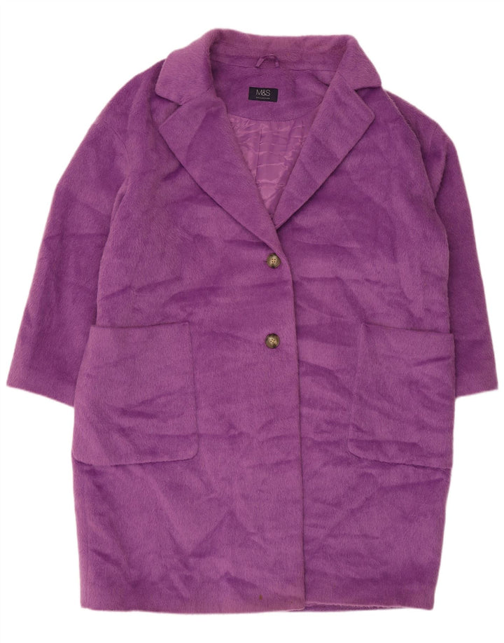 Marks & Spencer Płaszcz damski UK 22 3XL Fioletowy poliester