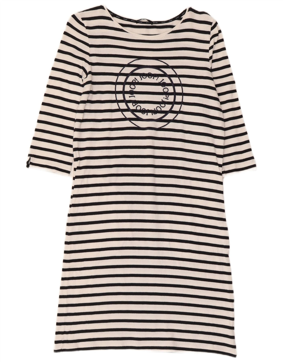 Damska sukienka sweterkowa Joop z graficznym rękawem 3/4 UK 12 w średnie białe paski