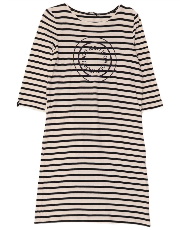 Damska sukienka sweterkowa Joop z graficznym rękawem 3/4 UK 12 w średnie białe paski