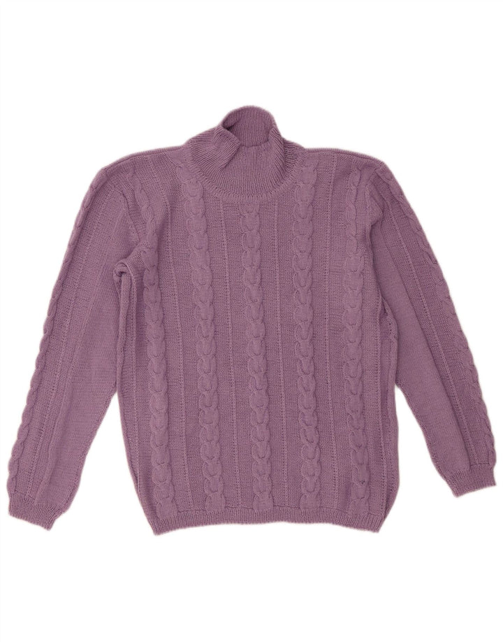 Sweter damski w stylu vintage z golfem UK 14, średni fiolet