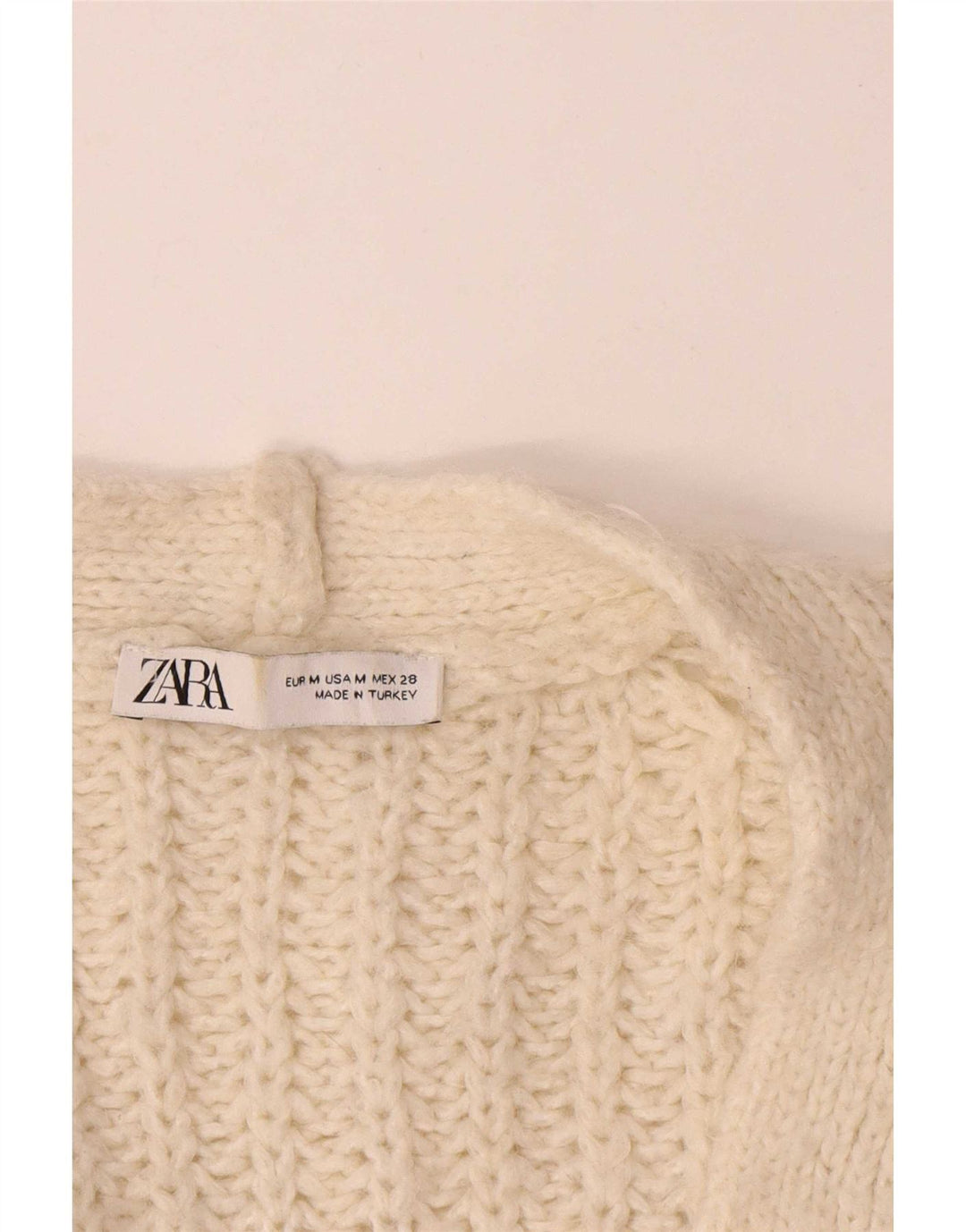 Damski sweter oversize z otwartym kardiganem Zara UK 14 Średni Beżowy Akryl
