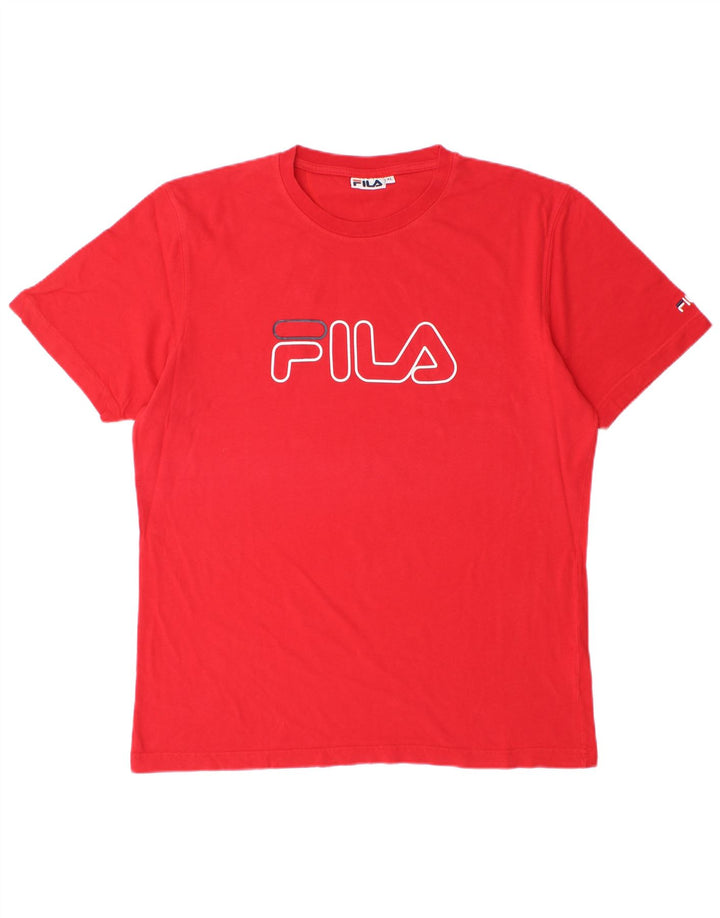 Męska koszulka z grafiką Fila Top XL, czerwona, bawełniana
