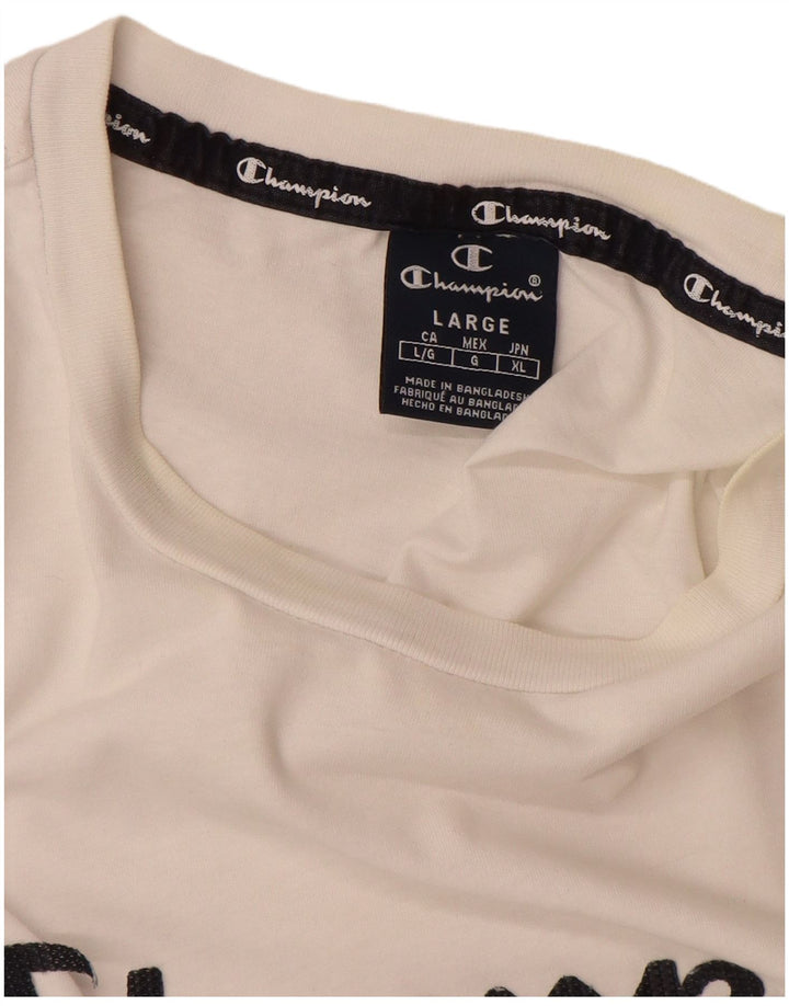 Męski T-shirt Champion z grafiką, duży, biały, bawełniany