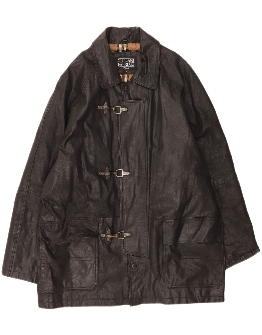 Męska kurtka skórzana marynarska Giulia Galanti UK 40, duża czarna skóra