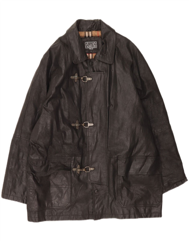 Męska kurtka skórzana marynarska Giulia Galanti UK 40, duża czarna skóra