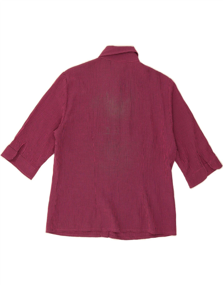 VINTAGE Womens 3/4 Sleeve Shirt EU 40 Medium Pink Check Viscose Vintage Vintage and Second-Hand Vintage from Messina Hembry 