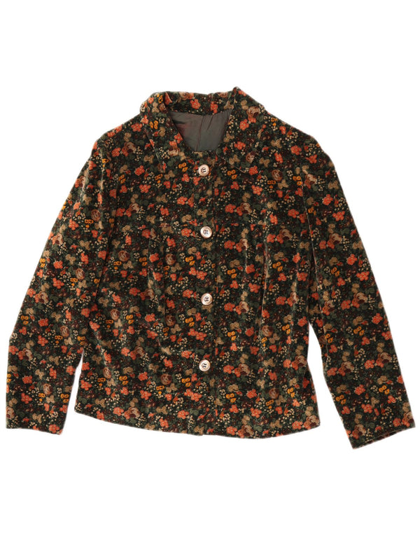 Vintage damski aksamitny 2-częściowy zestaw spódnic UK 12 Medium W25 Green Floral