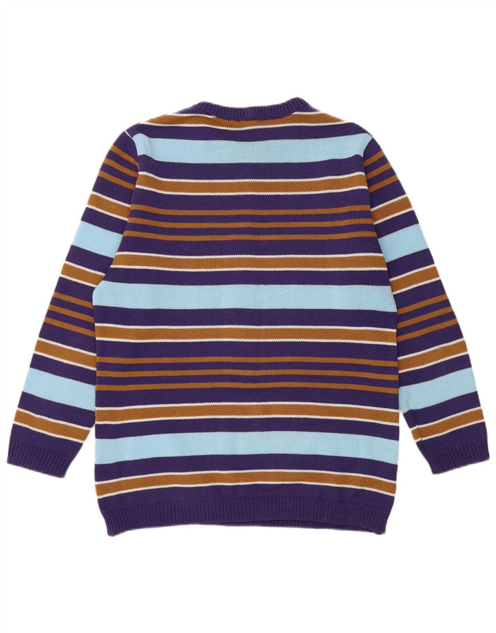 Vintage damski sweter z okrągłym dekoltem IT 42 w średnie fioletowe paski