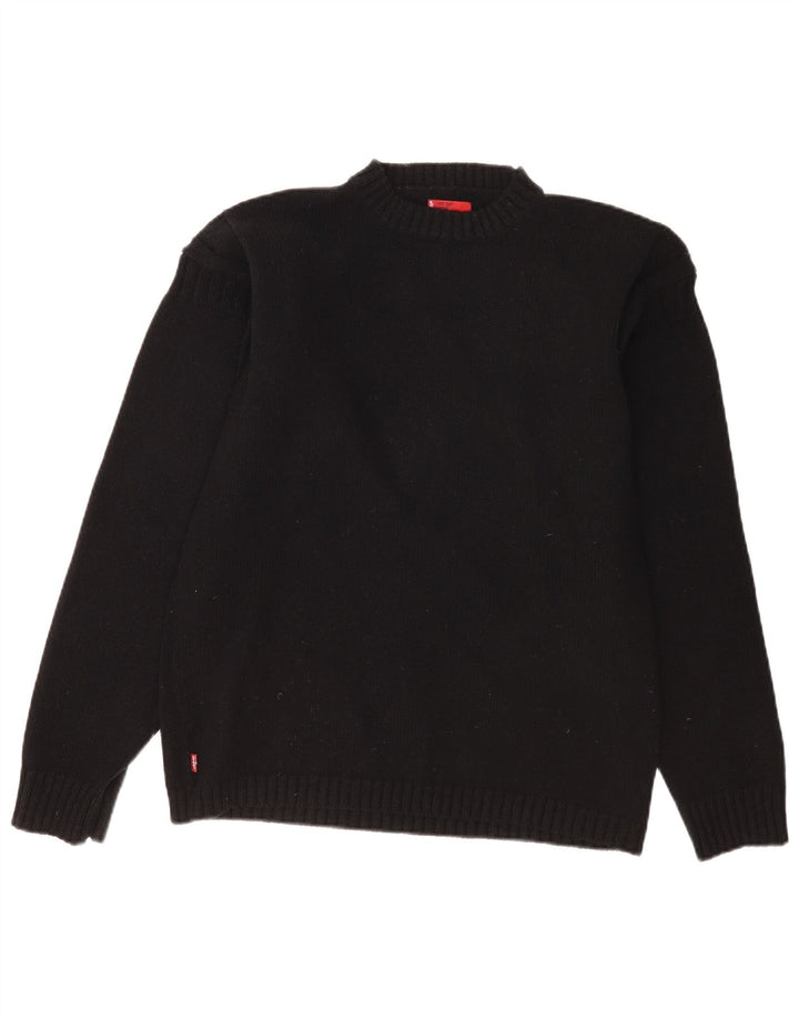 Męski sweter z okrągłym dekoltem Levi's, duży, czarny, z owczej wełny