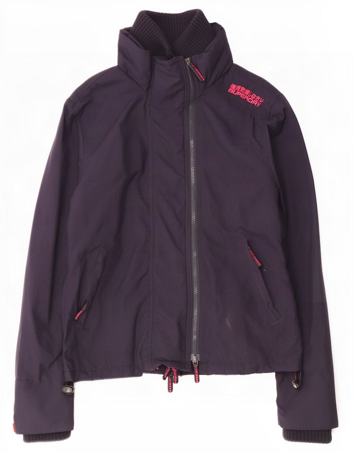 Damska kurtka przeciwdeszczowa Superdry UK 14, średni granatowy nylon