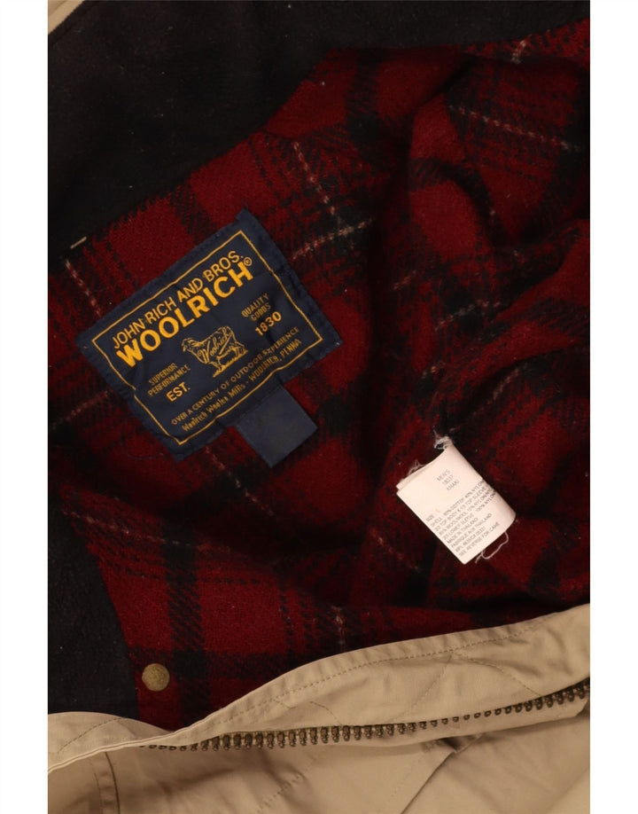 WOOLRICH Mens Hooded Windbreaker Jacket UK 40 Large Beige Cotton