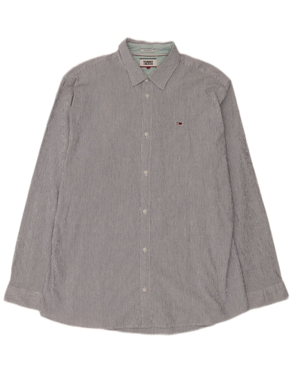 Męska koszula o regularnym kroju TOMMY HILFIGER 2XL, niebieska, bawełniana w prążki