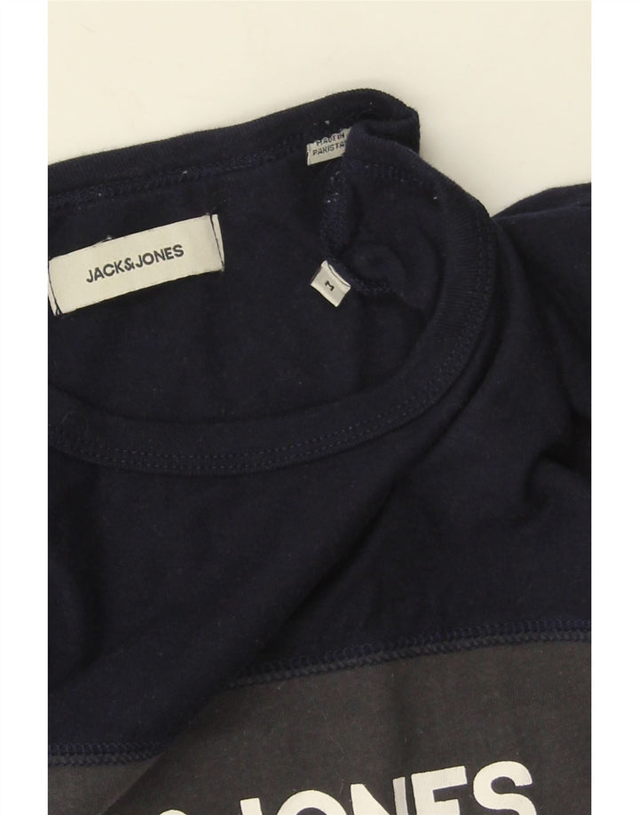 Męski T-shirt z grafiką Jack & Jones, bawełniany, średnioszary, z blokami kolorów