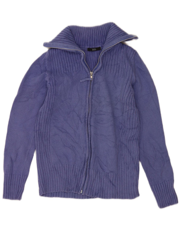 Marks & Spencer Damski sweter rozpinany UK 12, średni fiolet, bawełna