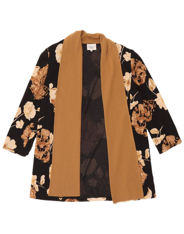 Luisa Spagnoli Womens Longline Cardigan Sweater UK 14 Medium Black Floral