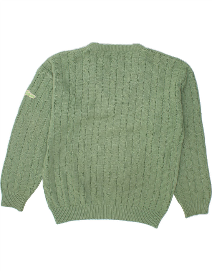 UNIFORM Męski sweter z dekoltem w kształcie litery V, duży, zielony akryl