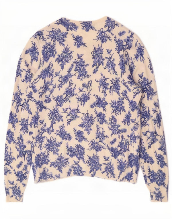 Marks & Spencer Damski sweter rozpinany UK 14, duży, niebieski, wiskoza w kwiaty
