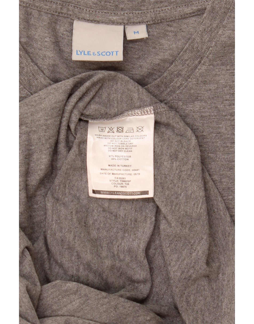 Lyle & Scott Męski T-shirt Top, średni szary, nakrapiany poliester