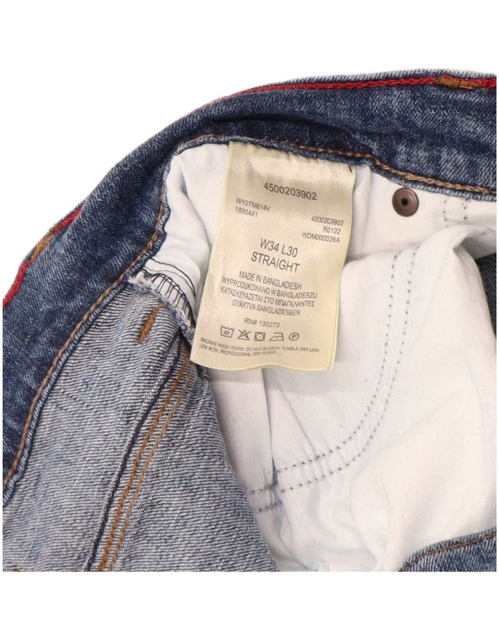 Wrangler Męskie proste dżinsy W34 L30 Niebieskie bawełniane