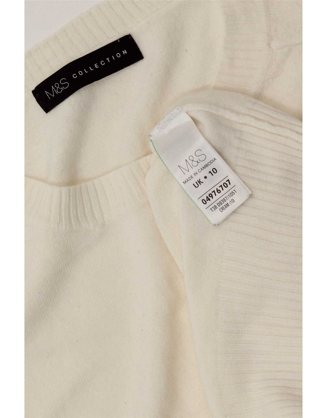 Marks & Spencer Damski sweter z okrągłym dekoltem, UK 10, mały, w kolorze złamanej bieli