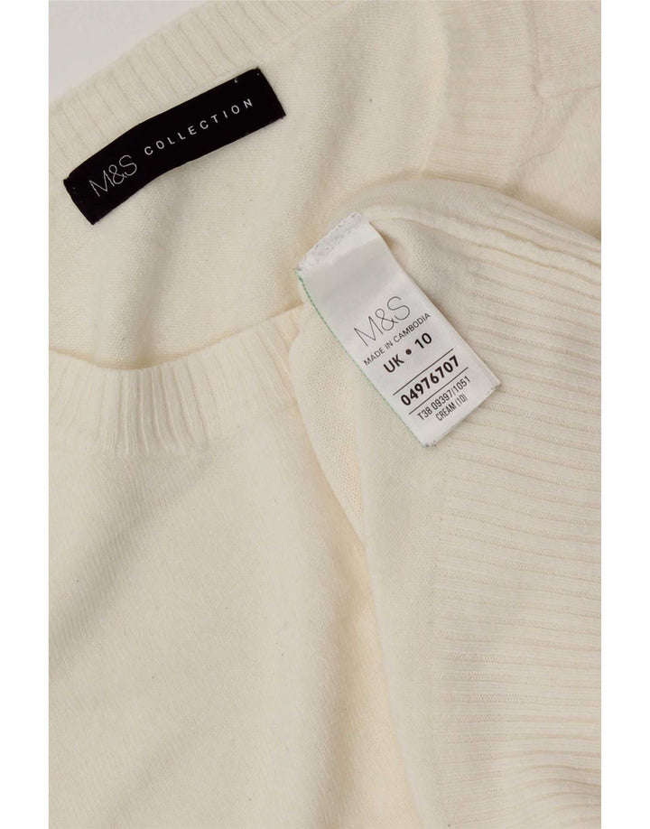 Marks & Spencer Damski sweter z okrągłym dekoltem, UK 10, mały, w kolorze złamanej bieli