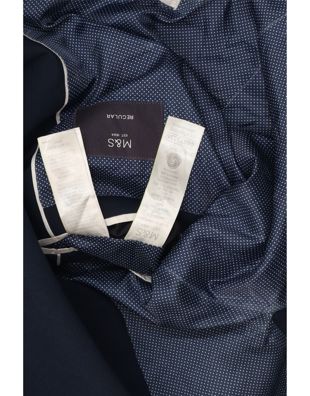 MARKS & SPENCER Męska marynarka zapinana na 2 guziki o regularnym kroju, UK 44 XL, granatowa