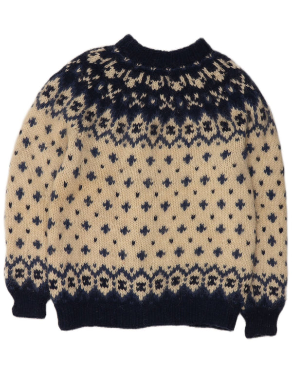 Sweter damski VINTAGE UK 16 Large Off White Fair Isle