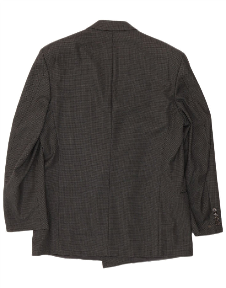 JAEGER Mens Double Breasted Blazer Jacket IT 52 XL Grey Check Wool