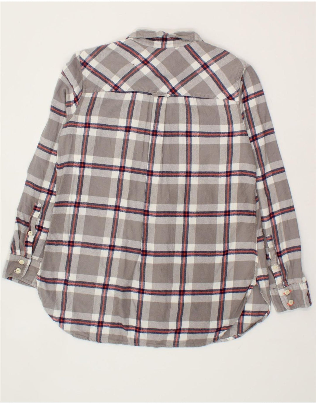 J. CREW Womens Boy Fit Longline Flannel Shirt US 4 Small Grey Check Vintage J. Crew and Second-Hand J. Crew from Messina Hembry 